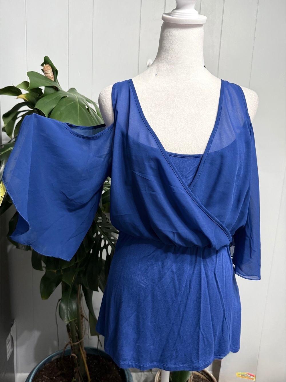 #17) VENUS Royal Blue One-Shoulder Wrap Top Dress